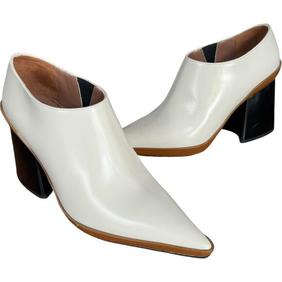 MARNI Colorblock Pointed Toe Block Heel Mules Boots White  MARNI Colorblock Pointed Toe Block Heel Mules Boots White Women’s EU 36 US 6